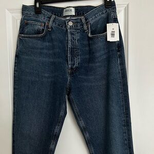 Agolde Womens Dark Blue Straight Jeans